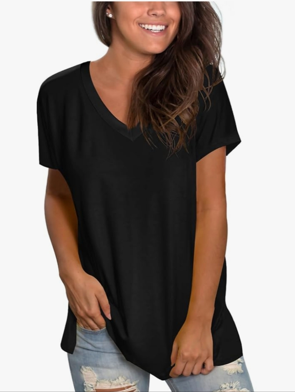 Classic Black V-Neck Women's Top XL 🆕 - Picture 2 of 7